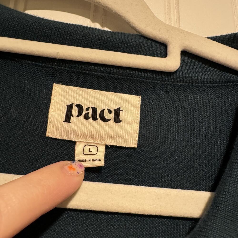 Pact Teal Knit Polo Shirt Organic Cotton Mens Large - Picture 3 of 5